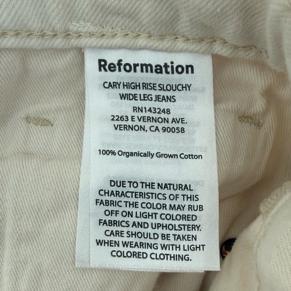 Reformation Cary High Rise Slouchy Wide Leg Jeans in Fior Di Latte (US 4/27) - Picture 6 of 6